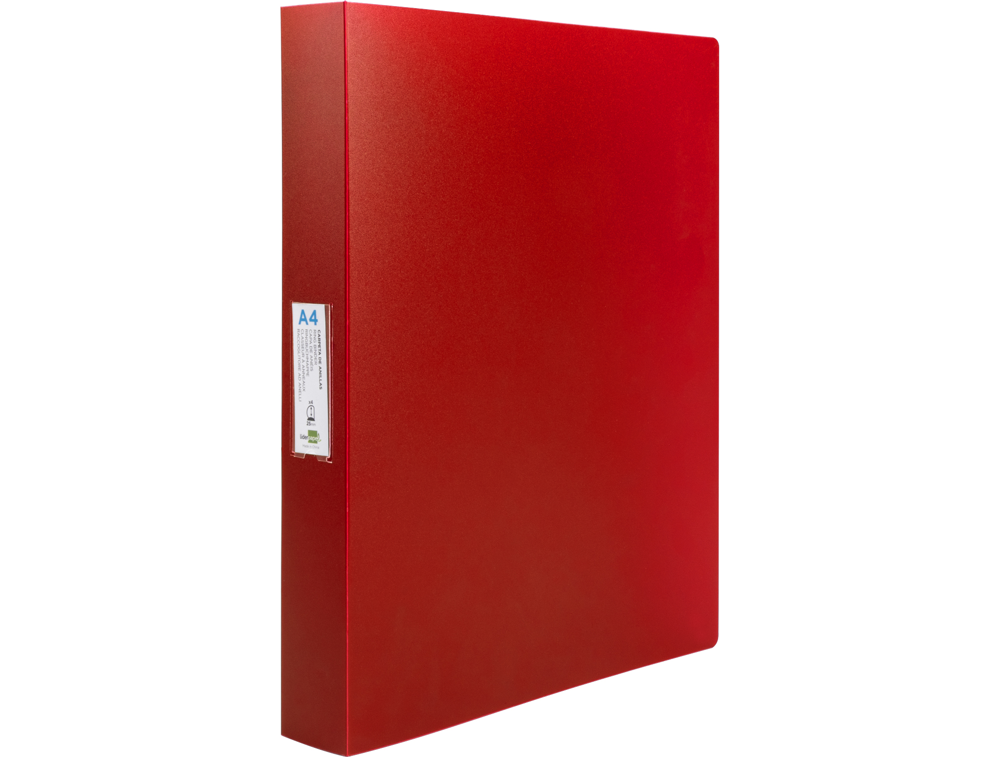 CLASSEUR LIDERPAPEL 4 ANNEAUX 40MM A4 POLYPROPYLENE DOS     55MM PORTE-CARTES DE VISITE   COLORIS ROUGE TRANSLUCIDE