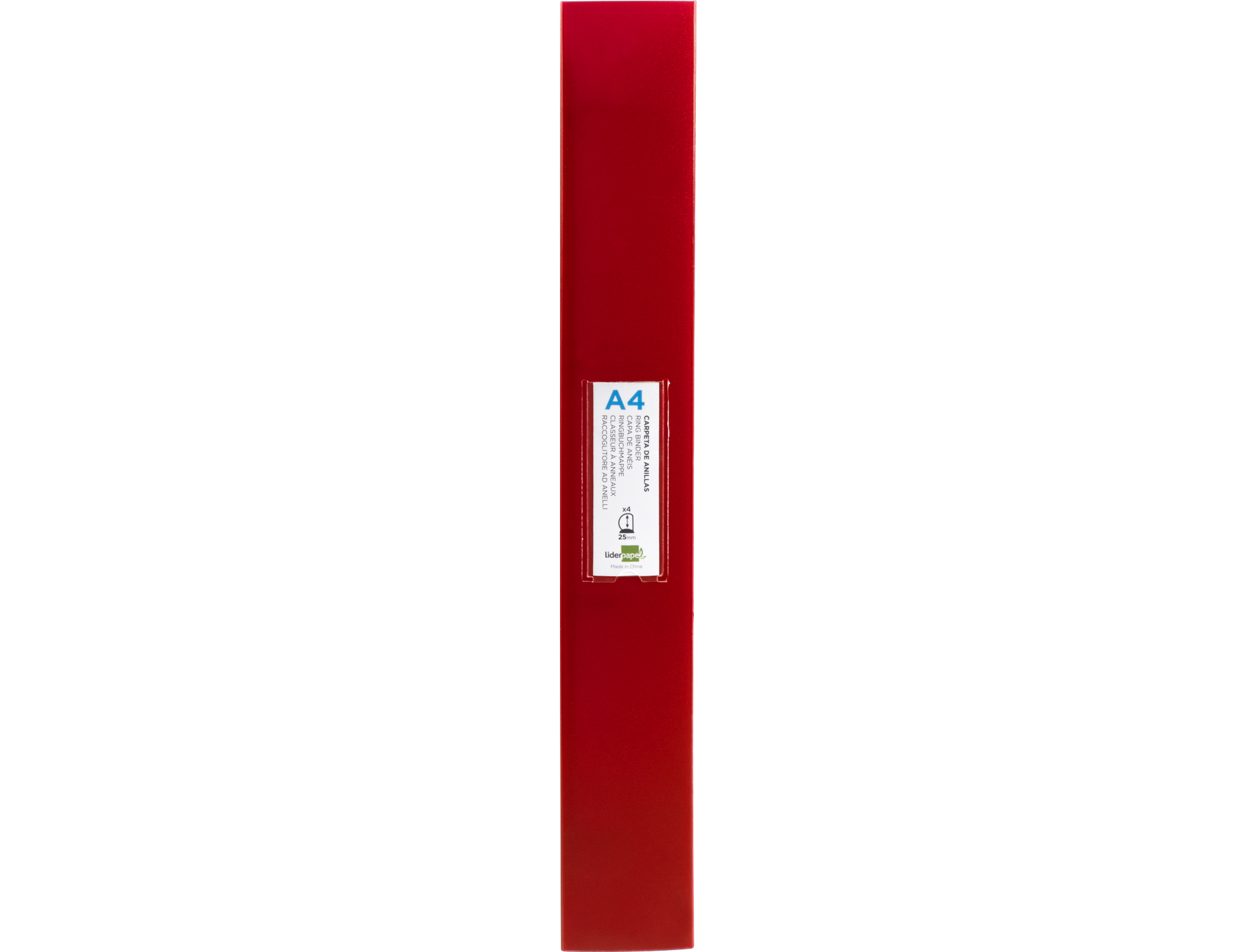 CLASSEUR LIDERPAPEL 4 ANNEAUX 40MM A4 POLYPROPYLENE DOS     55MM PORTE-CARTES DE VISITE   COLORIS ROUGE TRANSLUCIDE