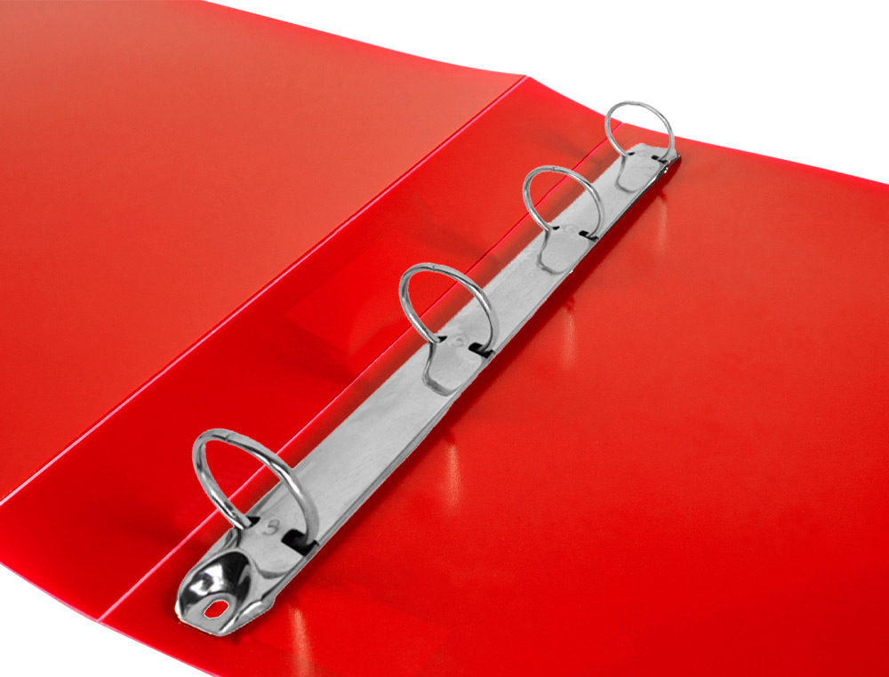 CLASSEUR LIDERPAPEL 4 ANNEAUX 40MM A4 POLYPROPYLENE DOS     55MM PORTE-CARTES DE VISITE   COLORIS ROUGE TRANSLUCIDE