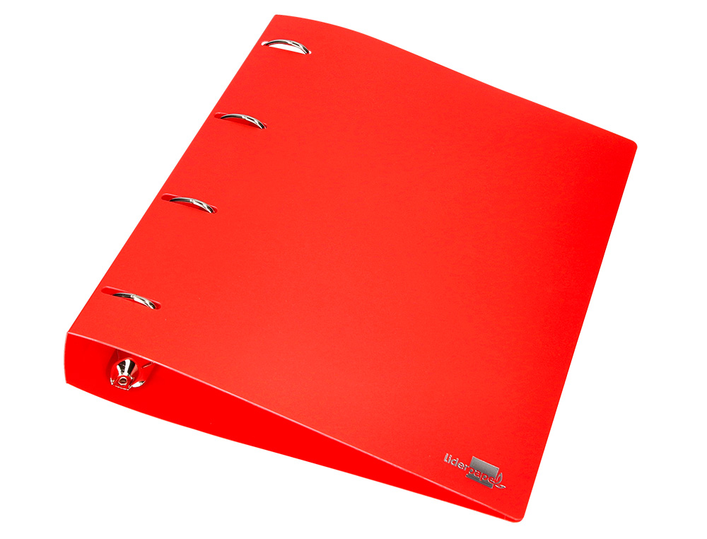 CLASSEUR LIDERPAPEL 4 ANNEAUX 40MM A4 POLYPROPYLENE DOS     55MM PORTE-CARTES DE VISITE   COLORIS ROUGE TRANSLUCIDE