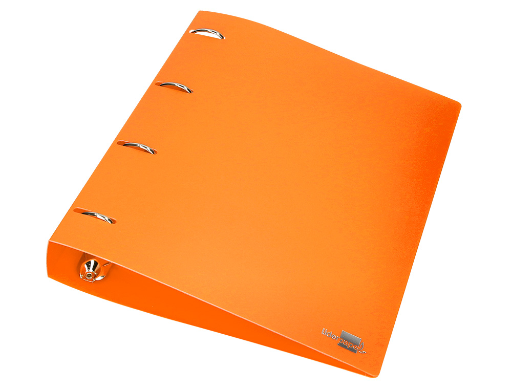 CLASSEUR LIDERPAPEL 4 ANNEAUX 40MM A4 POLYPROPYLENE DOS     55MM PORTE-CARTES DE VISITE   COLORIS ORANGE FLUO