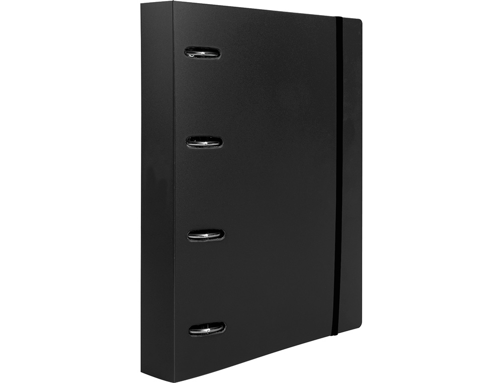 CLASSEUR LIDERPAPEL 4 ANNEAUX EN D 25MM A4 POLYPROPYLENE    FEUILLETS MOBILES 100F 5X5MM  COLORIS NOIR OPAQUE