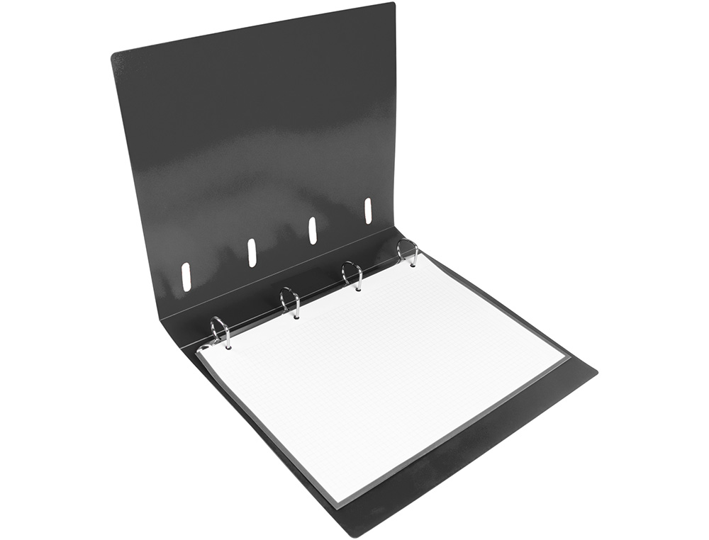 CLASSEUR LIDERPAPEL 4 ANNEAUX EN D 25MM A4 POLYPROPYLENE    FEUILLETS MOBILES 100F 5X5MM  COLORIS NOIR OPAQUE