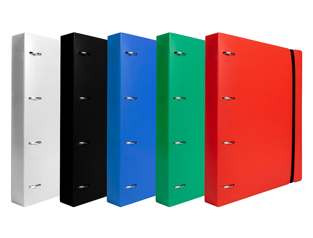 CLASSEUR LIDERPAPEL 4 ANNEAUX EN D 25MM A4 POLYPROPYLENE    FEUILLETS MOBILES 100F 5X5MM  COLORIS NOIR OPAQUE