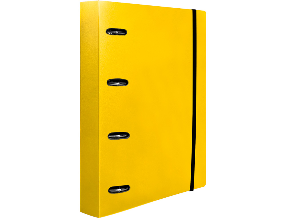 CLASSEUR LIDERPAPEL 4 ANNEAUX EN D 25MM A4 POLYPROPYLENE    FEUILLETS MOBILES 100F 5X5MM  COLORIS JAUNE FLUO