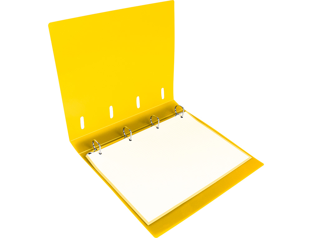 CLASSEUR LIDERPAPEL 4 ANNEAUX EN D 25MM A4 POLYPROPYLENE    FEUILLETS MOBILES 100F 5X5MM  COLORIS JAUNE FLUO