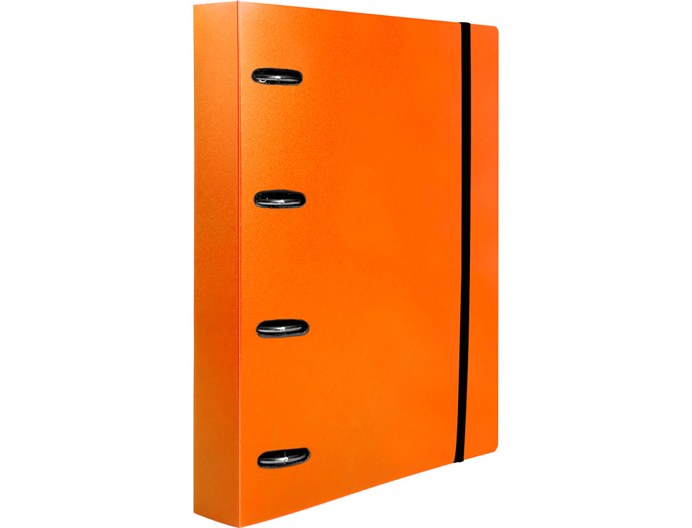 CLASSEUR LIDERPAPEL 4 ANNEAUX EN D 25MM A4 POLYPROPYLENE FEUILLETS MOBILES 100F 5X5MM COLORIS ORANGE FLUO
