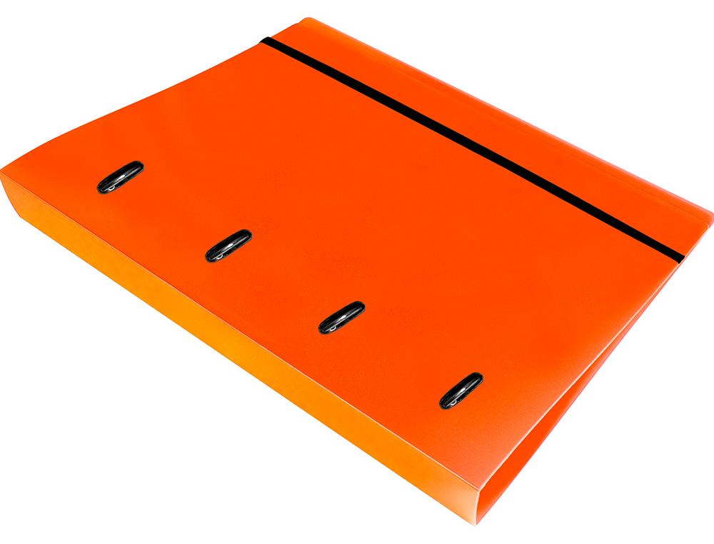 CLASSEUR LIDERPAPEL 4 ANNEAUX EN D 25MM A4 POLYPROPYLENE FEUILLETS MOBILES 100F 5X5MM COLORIS ORANGE FLUO