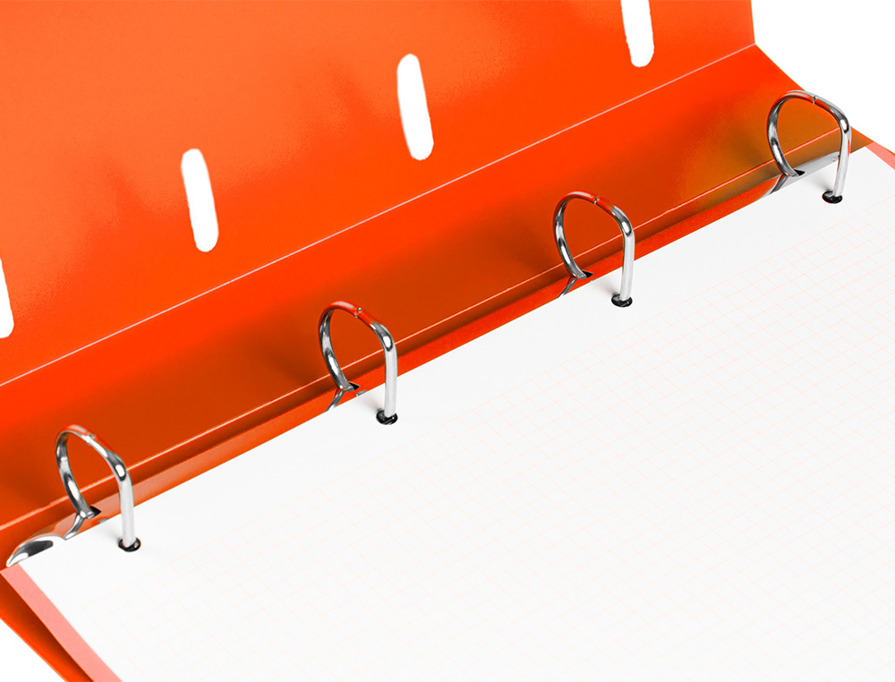 CLASSEUR LIDERPAPEL 4 ANNEAUX EN D 25MM A4 POLYPROPYLENE FEUILLETS MOBILES 100F 5X5MM COLORIS ORANGE FLUO