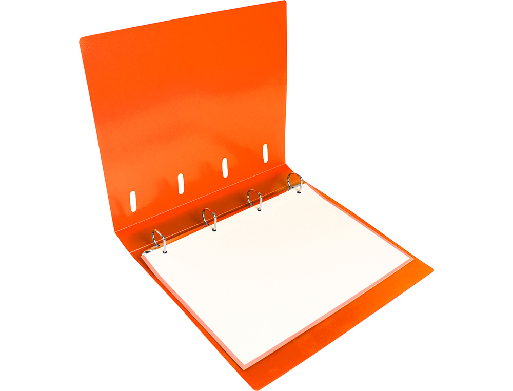 CLASSEUR LIDERPAPEL 4 ANNEAUX EN D 25MM A4 POLYPROPYLENE FEUILLETS MOBILES 100F 5X5MM COLORIS ORANGE FLUO