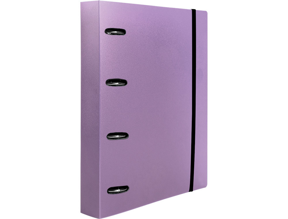 CLASSEUR LIDERPAPEL 4 ANNEAUX EN D 25MM A4 POLYPROPYLENE    FEUILLETS MOBILES 100F 5X5MM  COLORIS LAVANDE