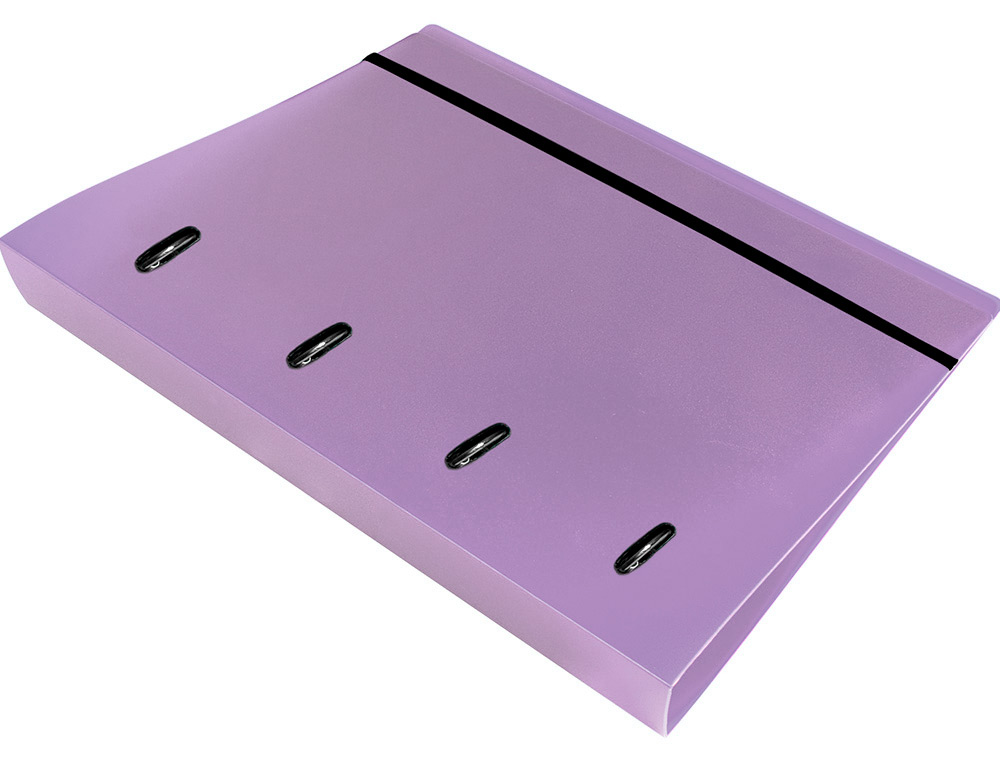 CLASSEUR LIDERPAPEL 4 ANNEAUX EN D 25MM A4 POLYPROPYLENE    FEUILLETS MOBILES 100F 5X5MM  COLORIS LAVANDE