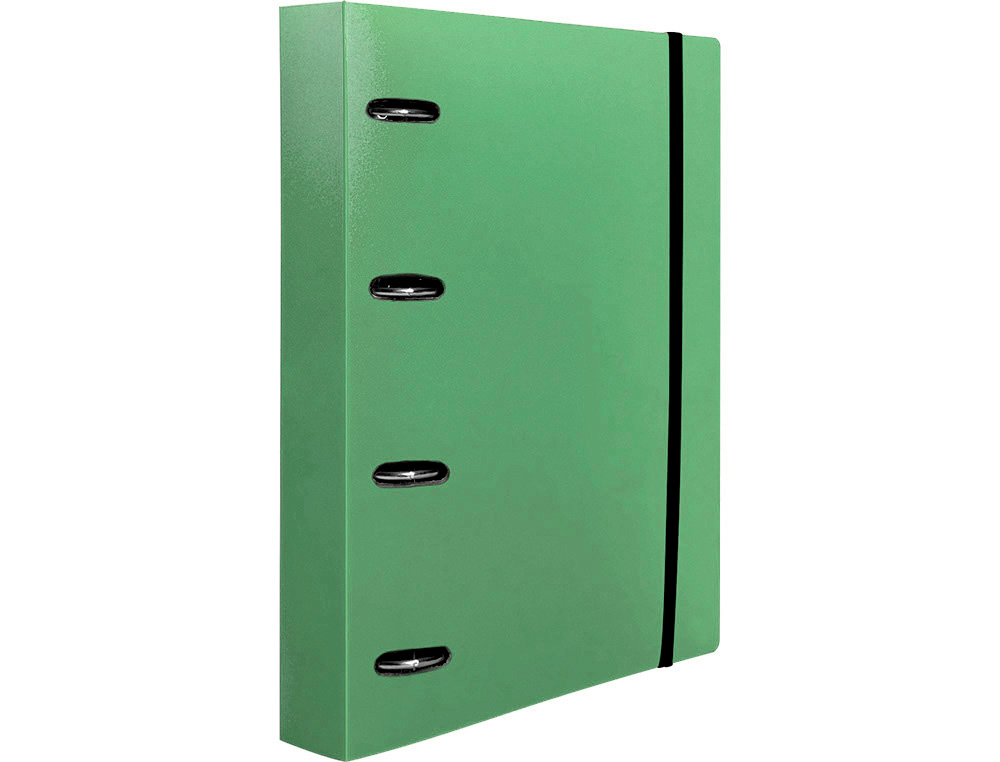 CLASSEUR LIDERPAPEL 4 ANNEAUX EN D 25MM A4 POLYPROPYLENE    FEUILLETS MOBILES 100F 5X5MM  COLORIS MENTHE