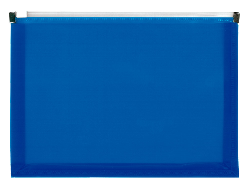 POCHETTE ENVELOPPE LIDERPAPEL POLYPROPYLENE 180 MICRONS A4 210X297MM FERMETURE ECLAIR BLEU TRANSLUCIDE