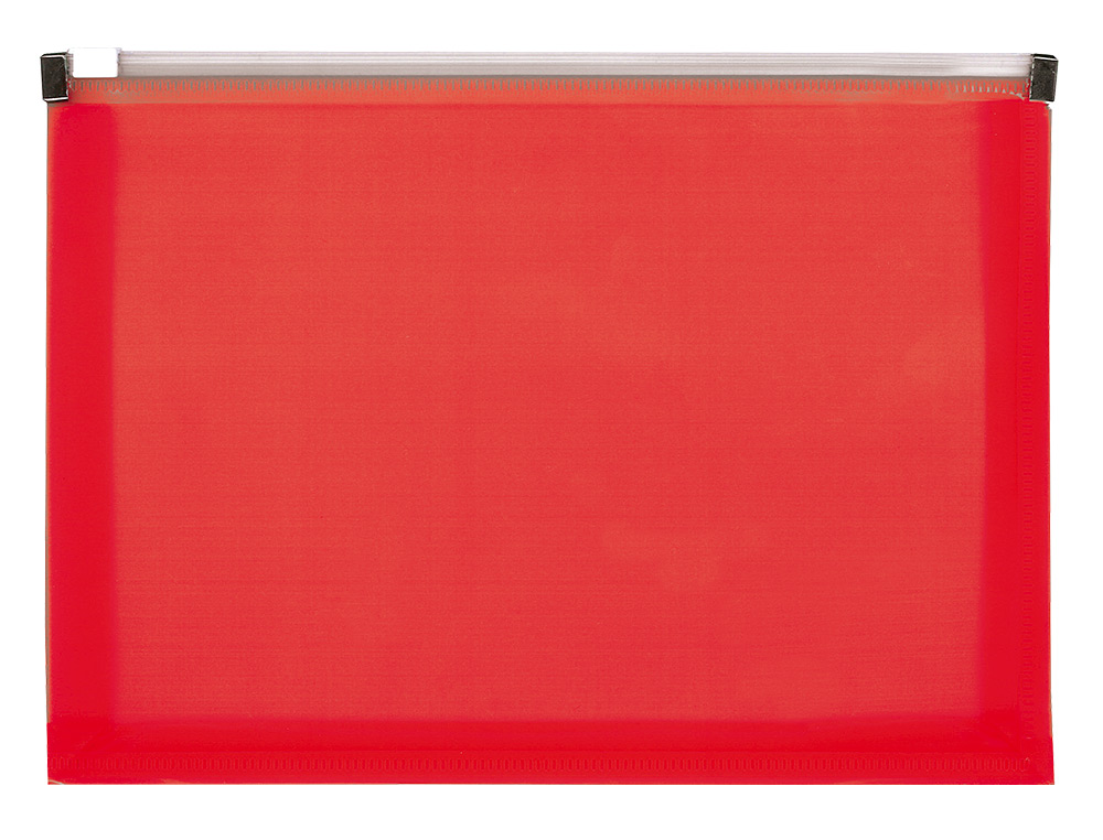 POCHETTE ENVELOPPE LIDERPAPEL POLYPROPYLENE 180 MICRONS A6  105X148MM FERMETURE ECLAIR    ROUGE TRANSLUCIDE