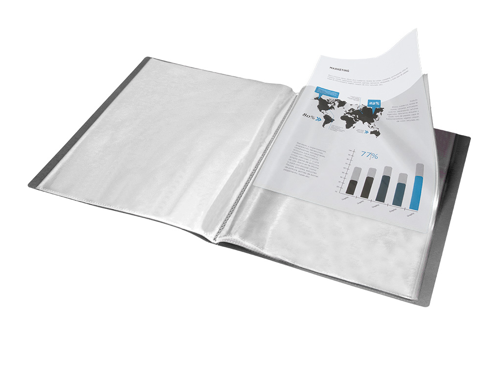 PROTEGE-DOCUMENTS LIDERPAPEL POLYPROPYLENE COUVERTURE      FLEXIBLE 60 POCHETTES FIXES   A4 220X297MM NOIR OPAQUE