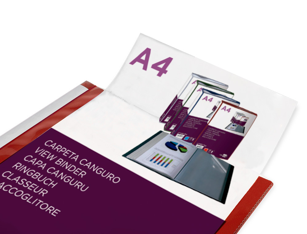 PROTEGE-DOCUMENTS LIDERPAPEL PERSONNALISABLE KANGOUROU POLYPROPYLENE 10 POCHETTES FIXES A4 COLORIS ROUGE