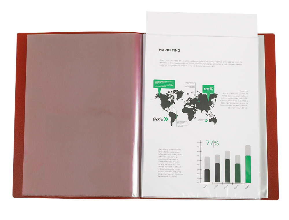 PROTEGE-DOCUMENTS LIDERPAPEL PERSONNALISABLE KANGOUROU POLYPROPYLENE 10 POCHETTES FIXES A4 COLORIS ROUGE