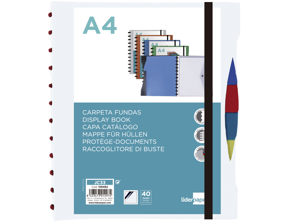 PROTEGE-DOCUMENTS LIDERPAPEL PERSONNALISABLE KANGOUROU 40  POCHETTES AMOVIBLES 5         INTERCALAIRES A4 TRANSPARENT
