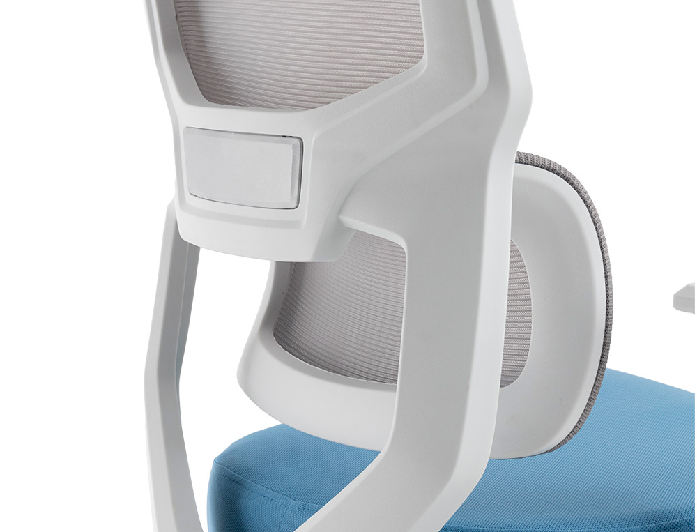 FAUTEUIL ERGONOMIQUE Q-CONNECT LUCCA MAILLE BASE METAL CHROME HAUTEUR MAX 1090MM LARGEUR 700MM PROF 650MM GRIS/BLA/BLEU
