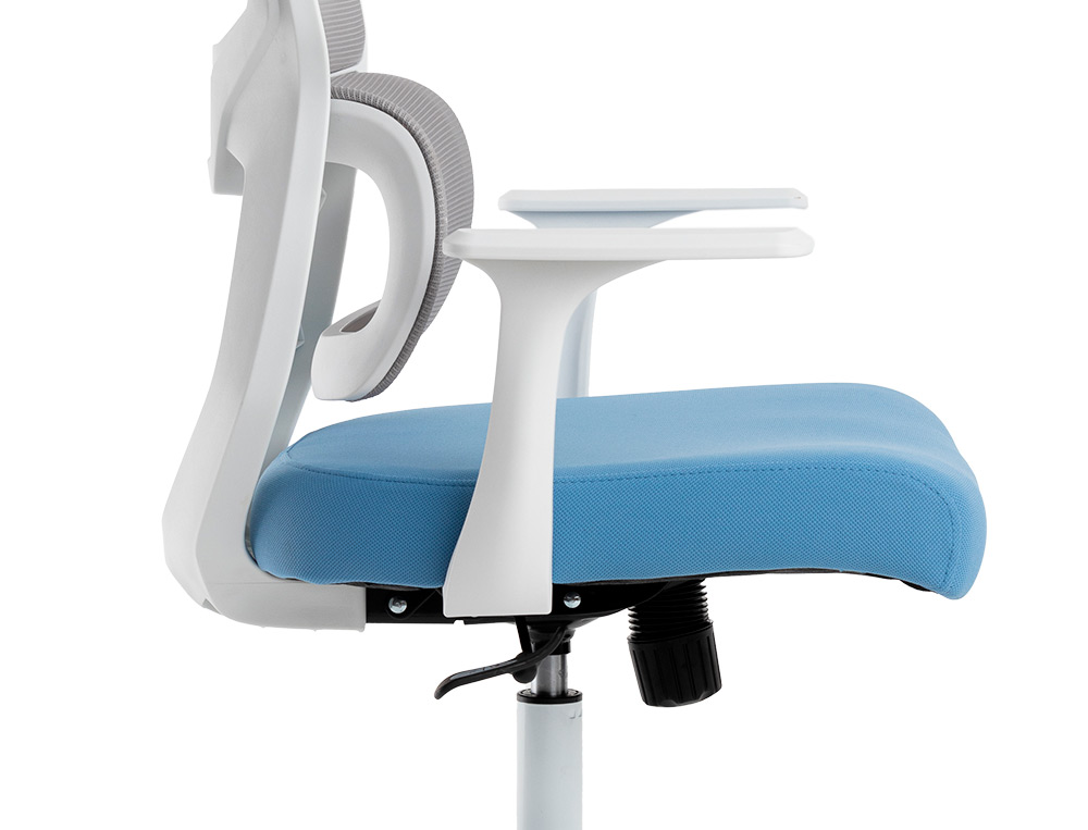 FAUTEUIL ERGONOMIQUE Q-CONNECT LUCCA MAILLE BASE METAL CHROME HAUTEUR MAX 1090MM LARGEUR 700MM PROF 650MM GRIS/BLA/BLEU