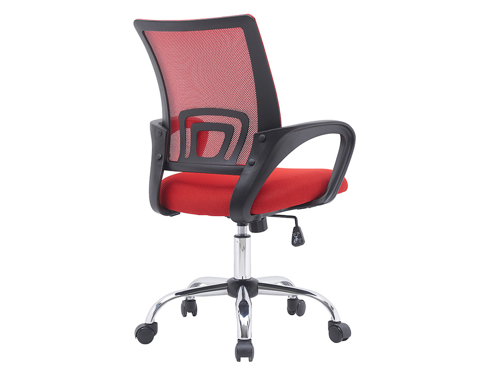 FAUTEUIL OPERATEUR Q-CONNECT SIENA MAILLE BASE METAL CHROME HAUTEUR MAX 1000MM LARGEUR 560MM PROF 570MM NOIR ET ROUGE
