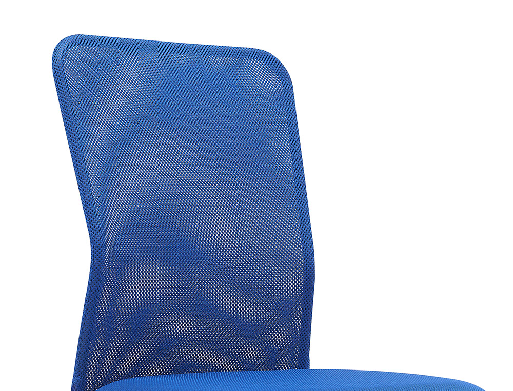 FAUTEUIL OPERATEUR Q-CONNECT PARMA MAILLE BASE METAL SANS  ACCOUDOIRS HAUTEUR MAX 990MM  LARGEUR 480MM PROF 590MM BLEU