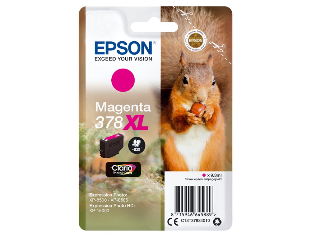 CARTOUCHE ENCRE EPSON 378XL XP-8605 / 8606 / XP-15000 / XP-8500 / 8505 COULEUR MAGENTA 830 PAGES