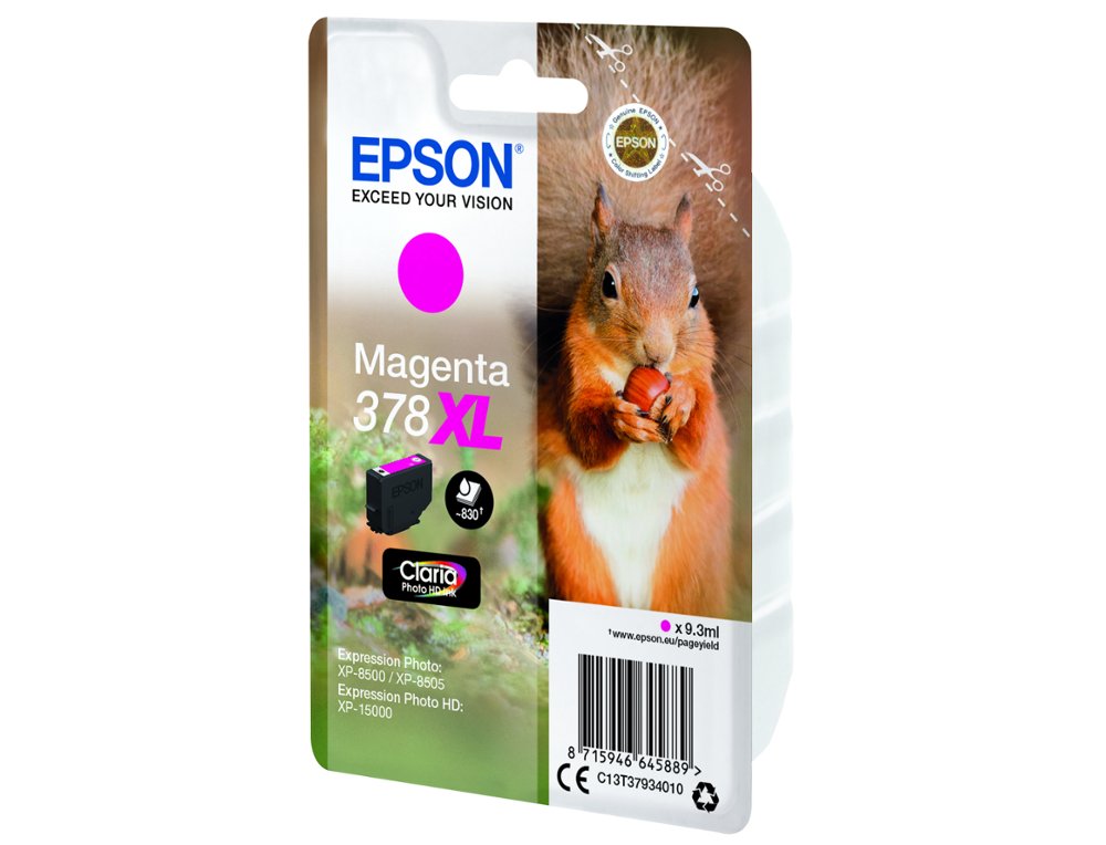 CARTOUCHE ENCRE EPSON 378XL XP-8605 / 8606 / XP-15000 / XP-8500 / 8505 COULEUR MAGENTA 830 PAGES