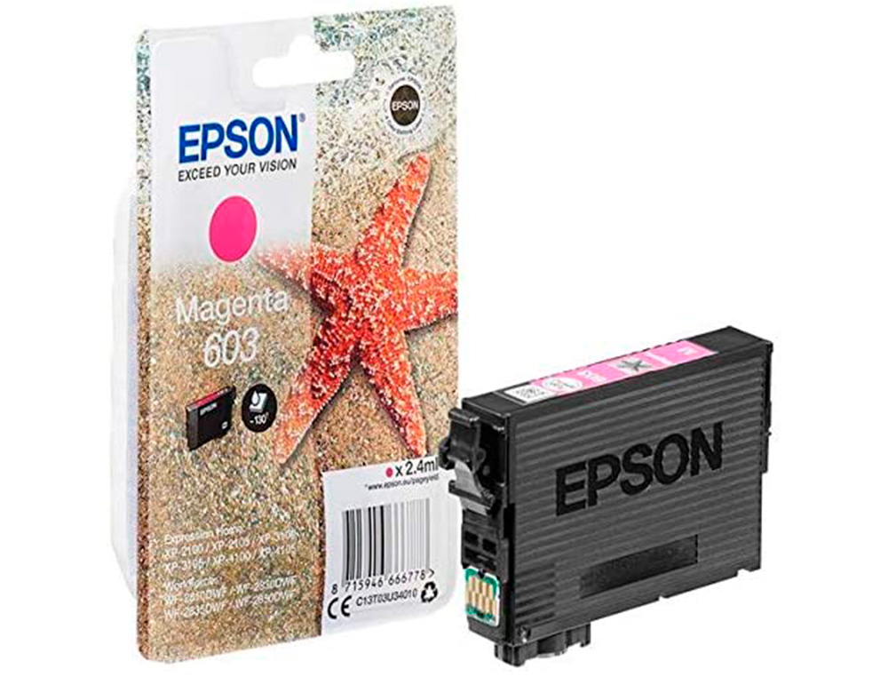 CARTOUCHE ENCRE EPSON 603 XP-2100 / 3100 / 4100 / WF-2810 / 2830 / 2835 / 2850 COULEUR MAGENTA 130 PAGES