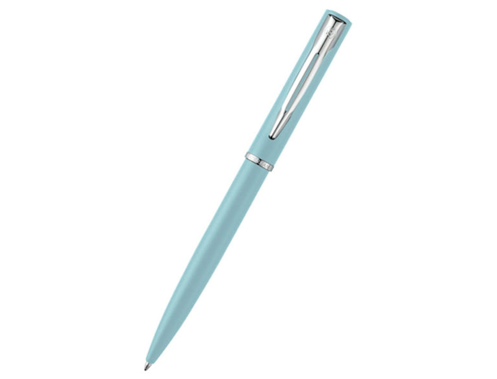STYLO-BILLE WATERMAN ALLURE PASTEL POINTE M CAPUCHON CLIP ATTRIBUTS CHROMES COFFRET CADEAU BLEU PASTEL