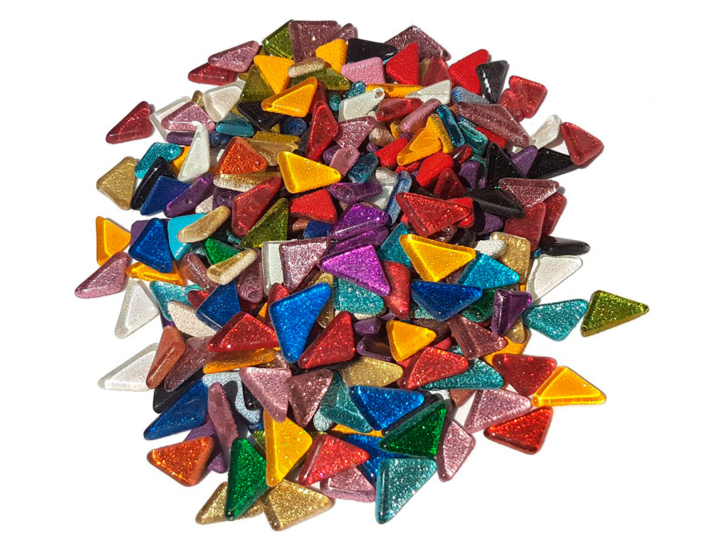 MOSAIQUE EN VERRE CULTURE CLUB FORME TRIANGLE POT 500GR COLORIS ASSORTIS PAILLETES