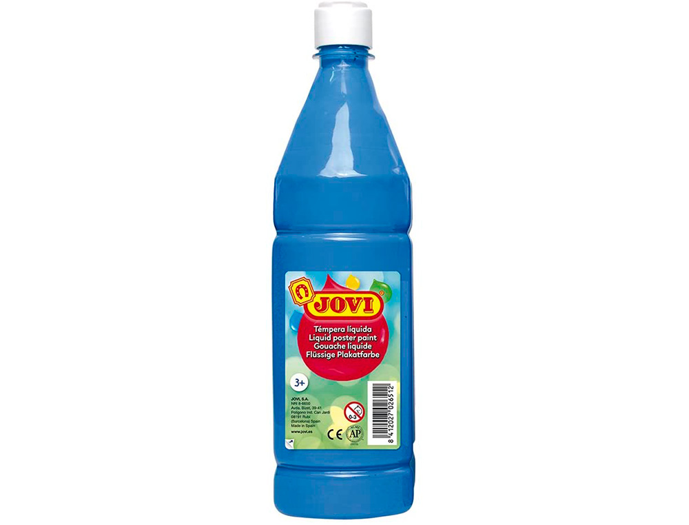 GOUACHE LIQUIDE JOVI BASIC TOUT SUPPORT PAPIER CARTON BOIS TISSU PATE A MODELER 1L COLORIS BLEU CYAN
