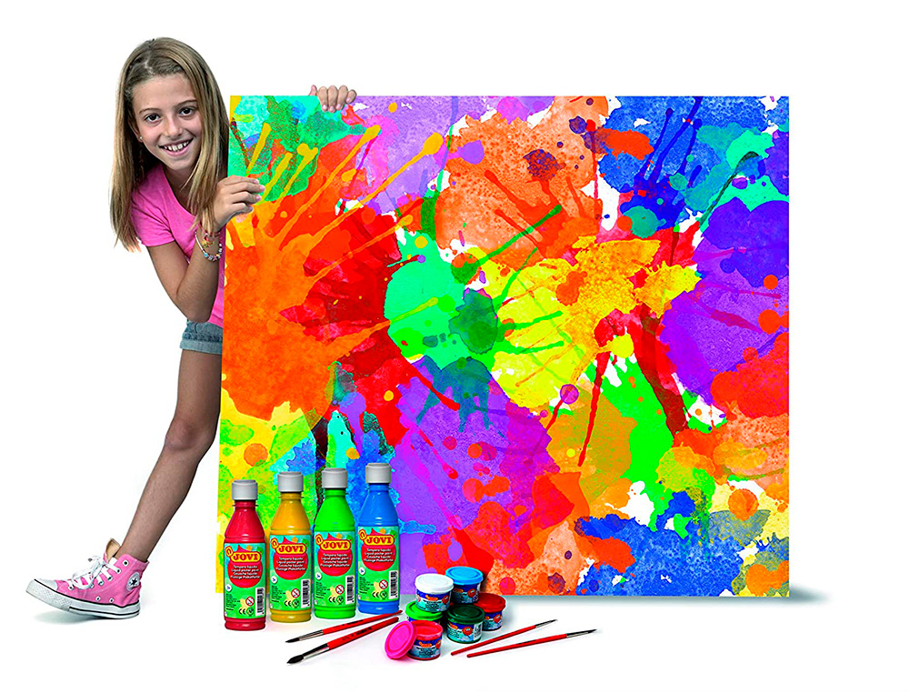 GOUACHE LIQUIDE JOVI BASIC TOUT SUPPORT PAPIER CARTON BOIS TISSU PATE A MODELER 1L COLORIS BLEU CYAN