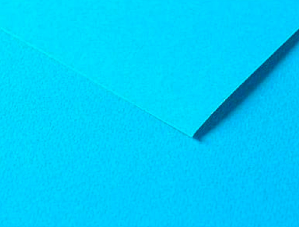 PAPIER DESSIN CLAIREFONTAINE A GRAIN 160G 1 SURFACE        GRAINEE 1 LISSE 50X65CM       PAQUET 25F COLORIS TURQUOISE