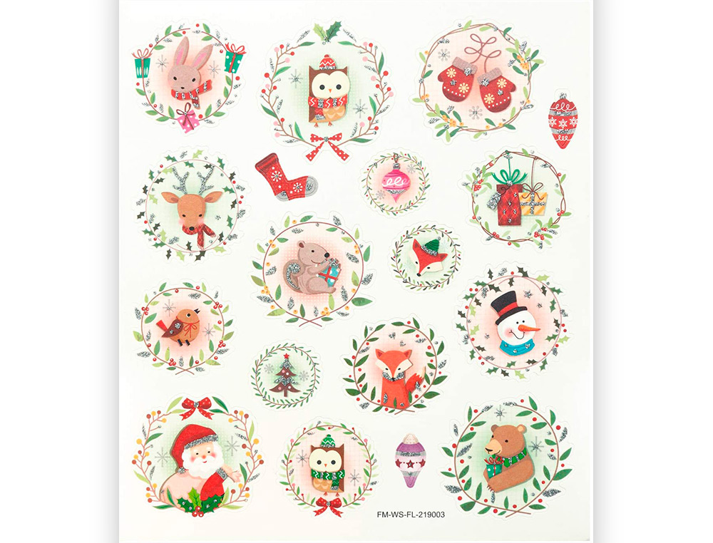 STICKER CHARMING FOLIA CHRISTMAS III 15X17CM 2       FEUILLES ASSORTIES 61 PIECES