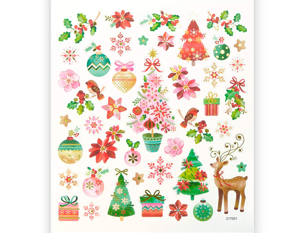 STICKER CHARMING FOLIA CHRISTMAS III 15X17CM 2       FEUILLES ASSORTIES 61 PIECES