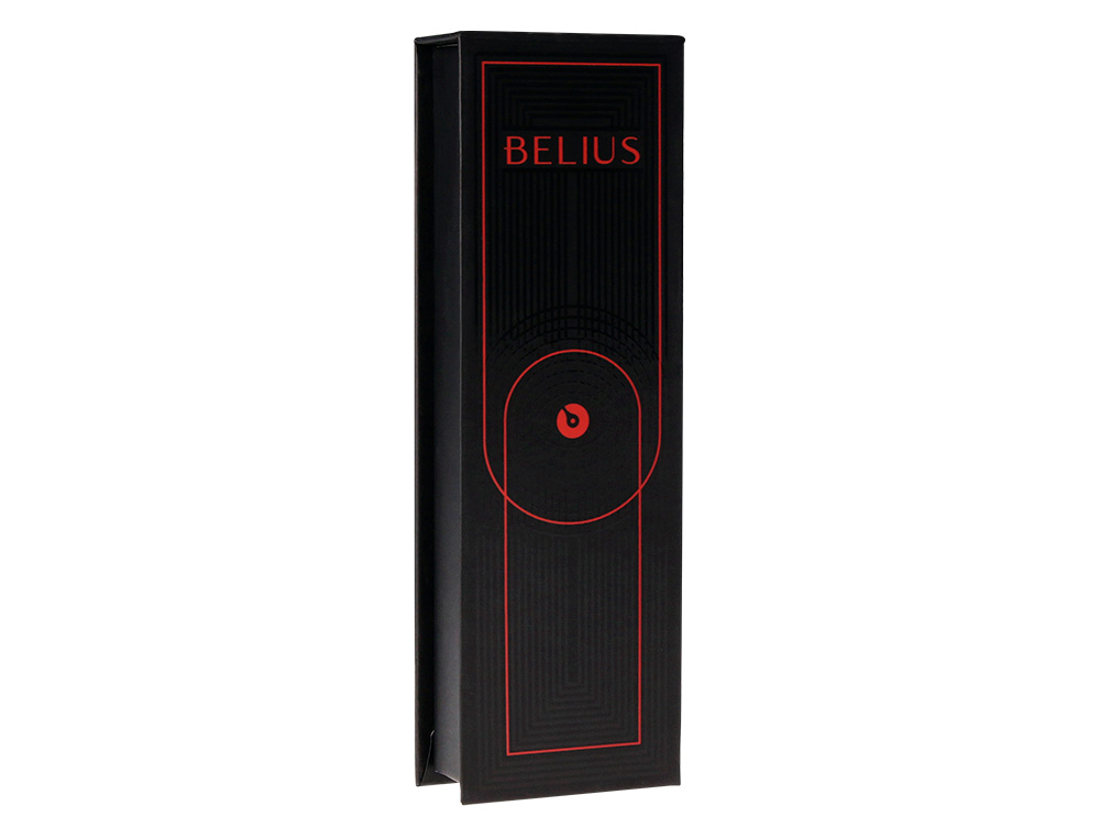 STYLO-BILLE BELIUS TURBO ALUMINIUM TEXTURE POINTILLEE ATTRIBUTS NOIR ENCRE BLEUE COLORIS ROUGE DANS COFFRET CADEAU