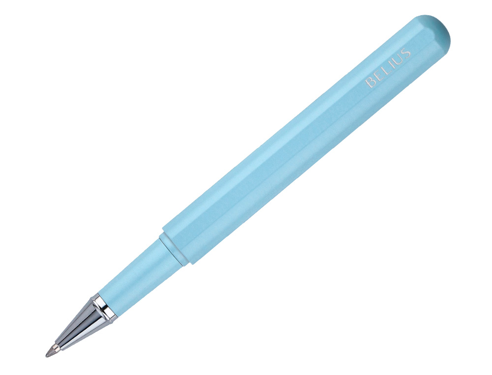 ROLLER ET ETUI EN SIMILI CUIR BELIUS SPACE B MONOCHROME SANS AGRAFE ENCRE NOIRE COLORIS BLEU DANS COFFRET CADEAU