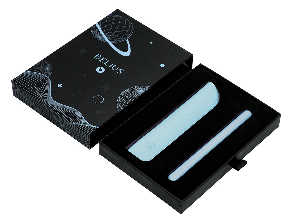 ROLLER ET ETUI EN SIMILI CUIR BELIUS SPACE B MONOCHROME SANS AGRAFE ENCRE NOIRE COLORIS BLEU DANS COFFRET CADEAU