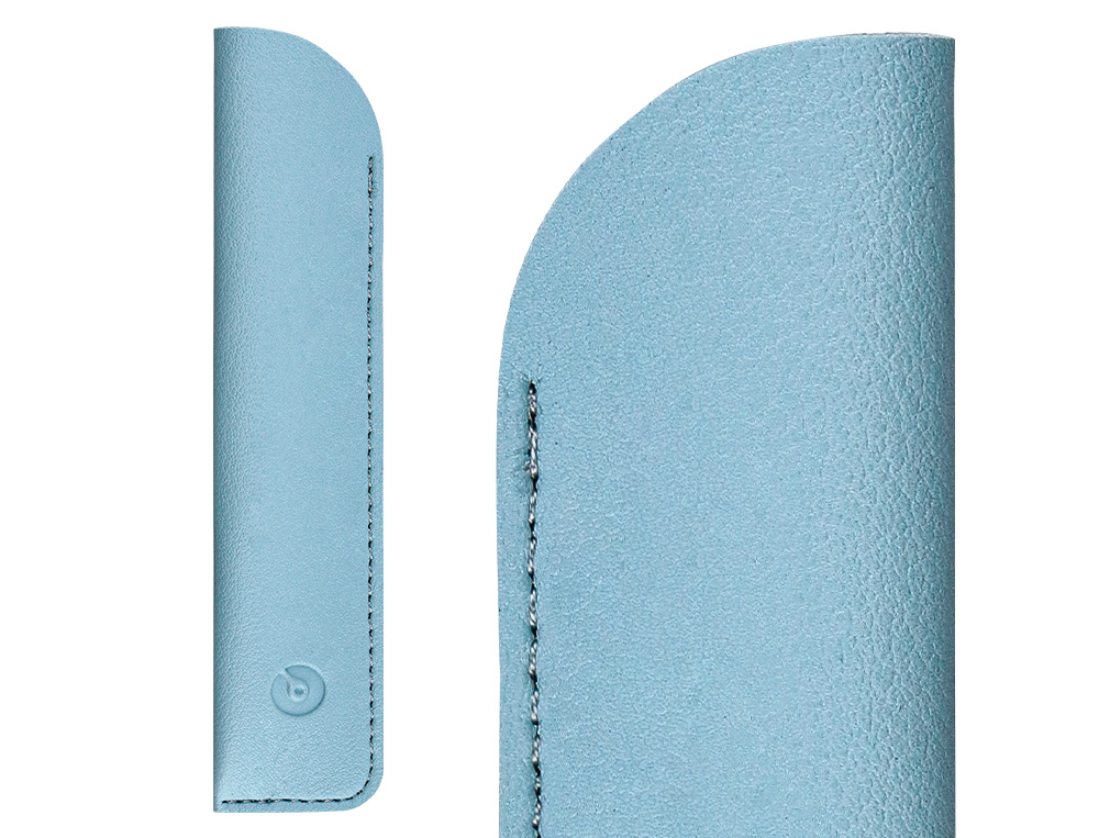 ROLLER ET ETUI EN SIMILI CUIR BELIUS SPACE B MONOCHROME SANS AGRAFE ENCRE NOIRE COLORIS BLEU DANS COFFRET CADEAU