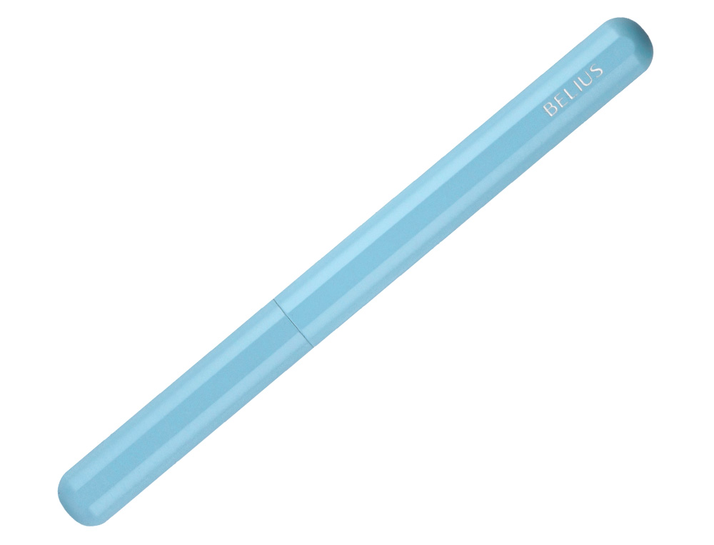 ROLLER ET ETUI EN SIMILI CUIR BELIUS SPACE B MONOCHROME SANS AGRAFE ENCRE NOIRE COLORIS BLEU DANS COFFRET CADEAU