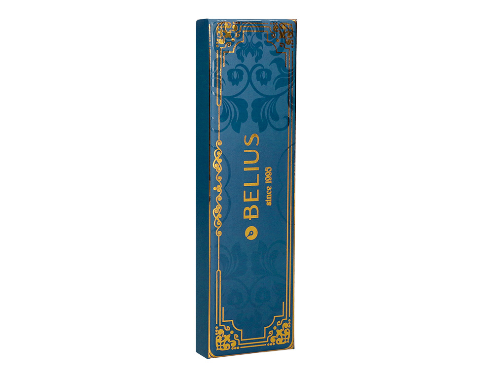 STYLO-BILLE BELIUS MACARON BLISS HEXAGONAL ALUMINIUM DETAILS ET ATTRIBUTS OR ENCRE BLEUE COL. BLEU/ROSE COFFRET CADEAU