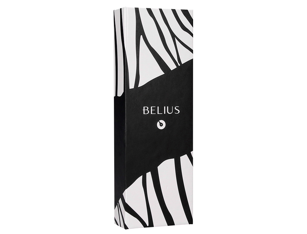 STYLO-BILLE BELIUS B&W ALUMINIUM ATTRIBUTS OR ENCRE  BLEUE COLORIS NOIR ZEBRURES   BLANCHES DANS COFFRET CADEAU