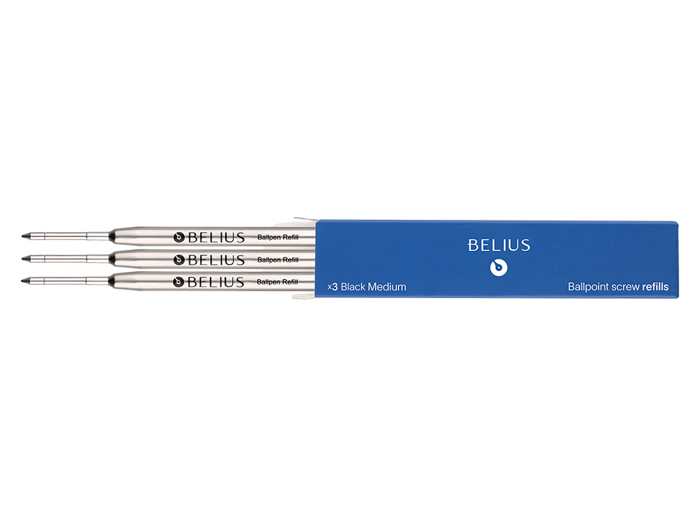 RECHARGE STYLO-BILLE BELIUS ENCRE BLEUE POINTE 0,8MM      BOITE 3 UNITES