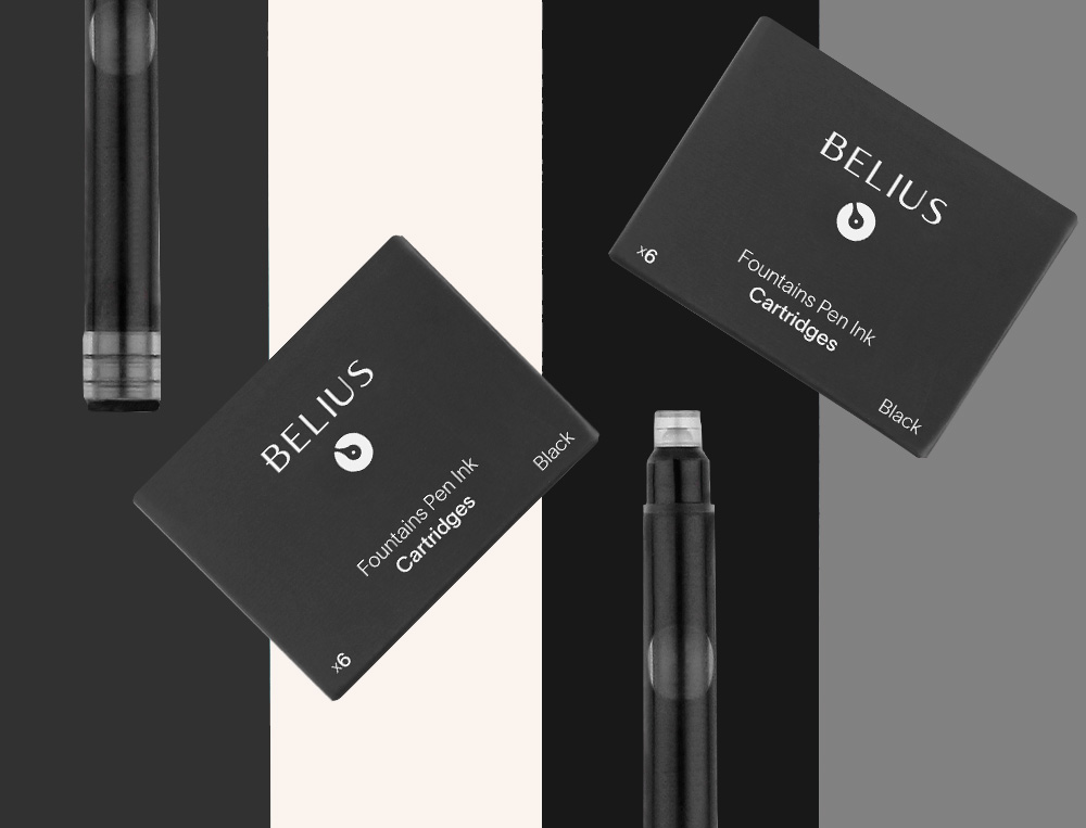 RECHARGE STYLO-PLUME BELIUS ENCRE COLORIS NOIRE BOITE 6   CARTOUCHES