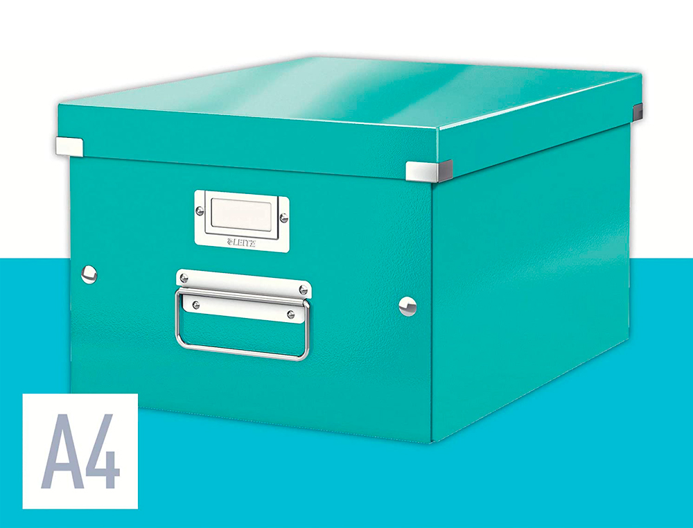 BOTE ARCHIVES ESSELTE CLICK&STORE WOW POLYPROPYLNE LAMIN 281X200X370MM FORMAT MEDIUM POIGNE TRANSPORT COLORIS MENTHE