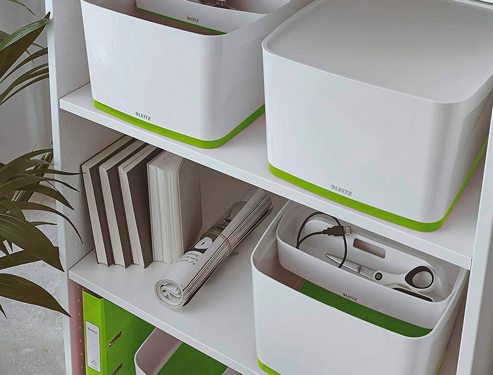 BAC RANGEMENT LEITZ MYBOX FORMAT A4 18L 318X198X385MM BLANC VERT
