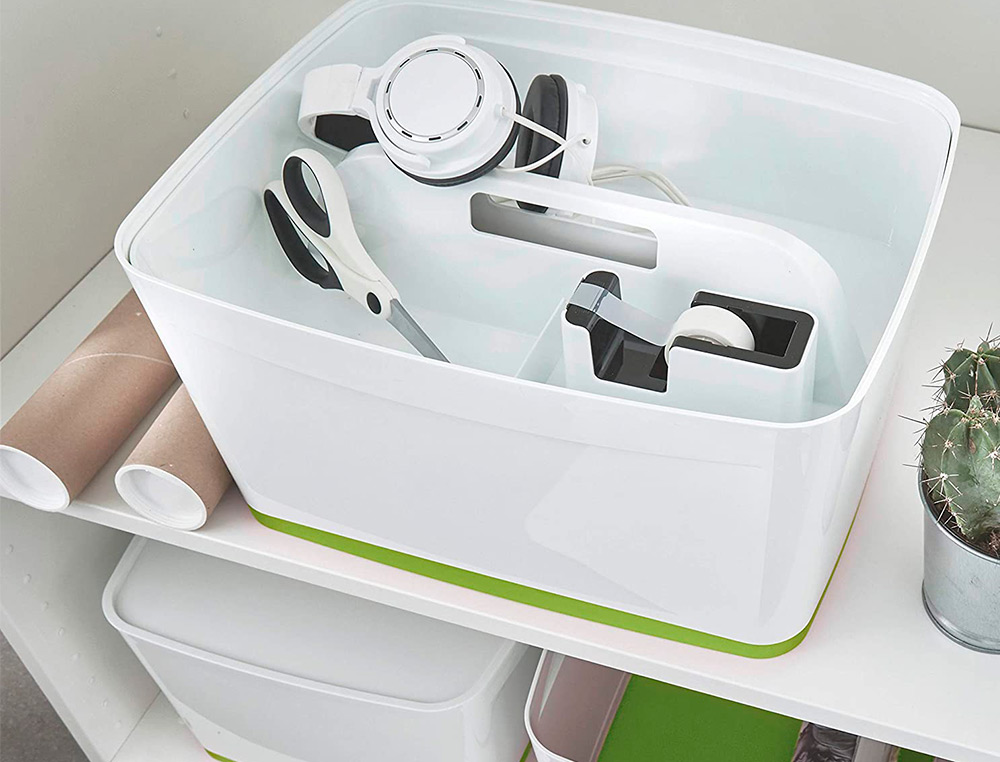 BAC RANGEMENT LEITZ MYBOX FORMAT A4 18L 318X198X385MM BLANC VERT