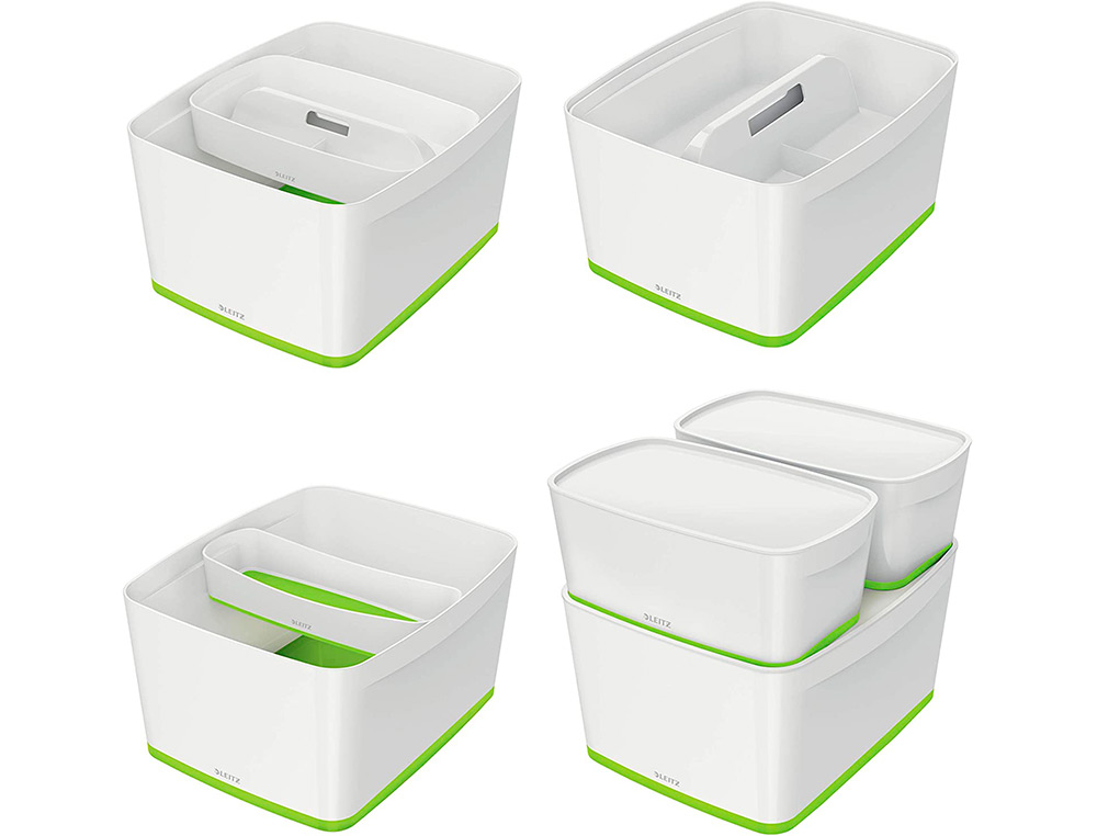 BAC RANGEMENT LEITZ MYBOX FORMAT A4 18L 318X198X385MM BLANC VERT